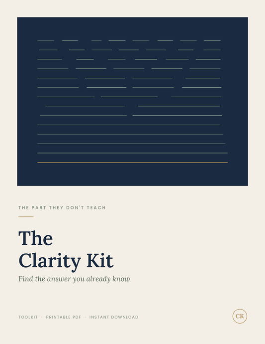 Cover of The Clarity Kit, a printable PDF decision-making workbook