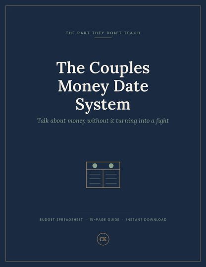 Cover of The Couples Money Date System, a budgeting guide and spreadsheet for couples