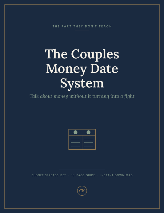 Cover of The Couples Money Date System, a budgeting guide and spreadsheet for couples