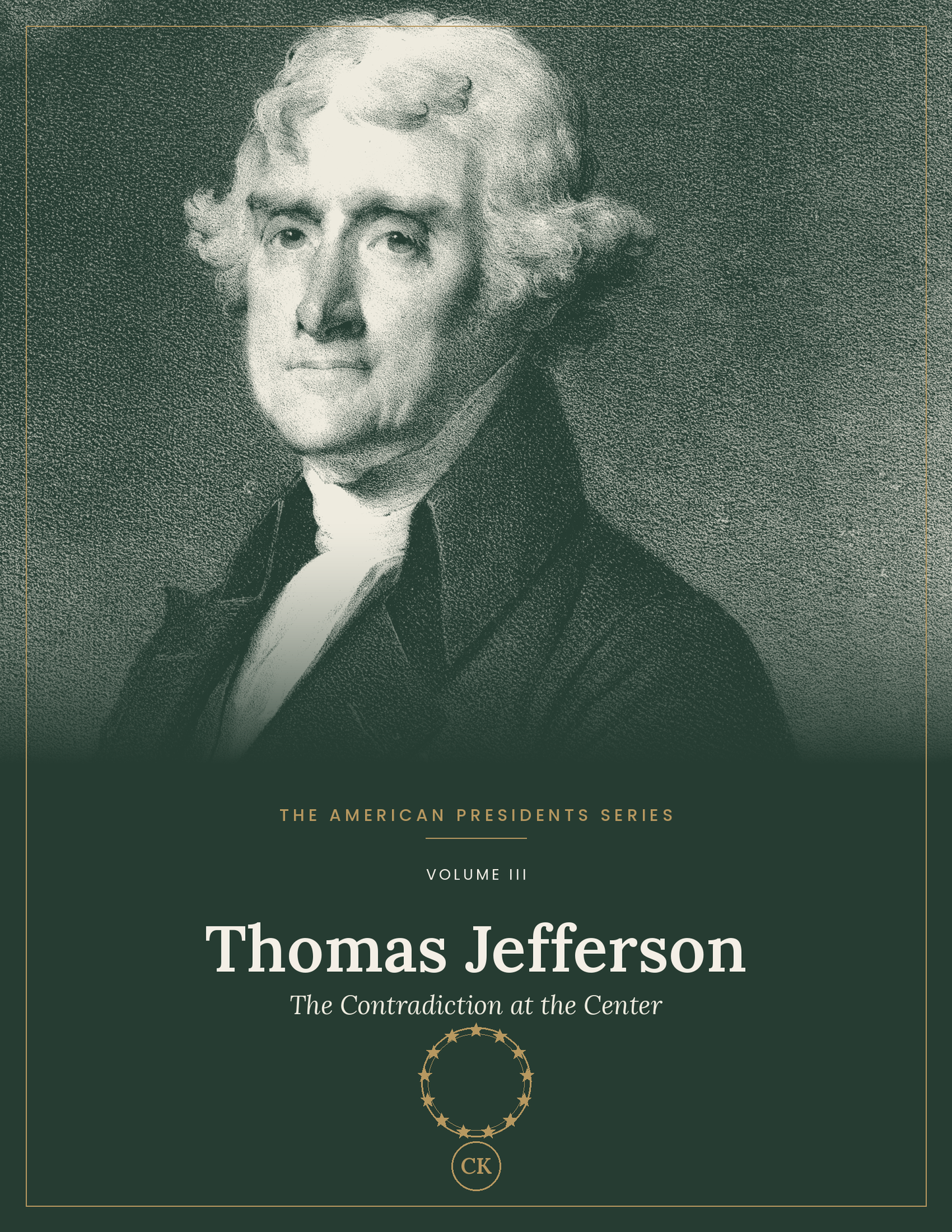 Cover of the Thomas Jefferson field guide, with a duotone portrait of Jefferson