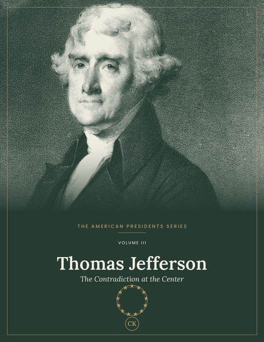 Cover of the Thomas Jefferson field guide, with a duotone portrait of Jefferson