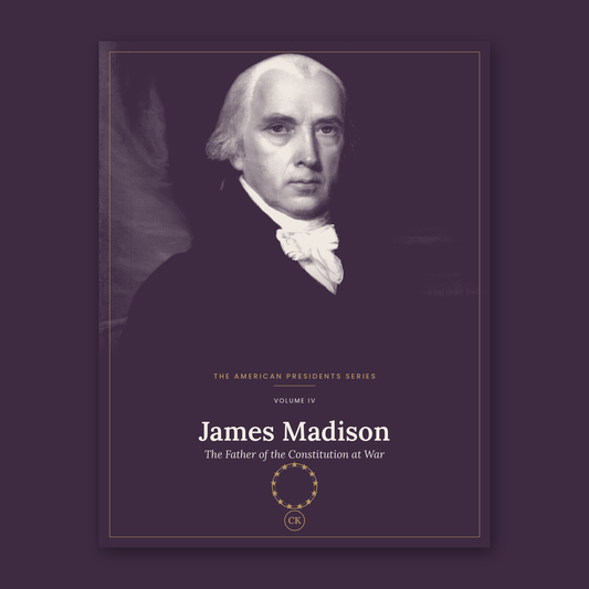 Cover of the James Madison field guide, with a duotone portrait of Madison