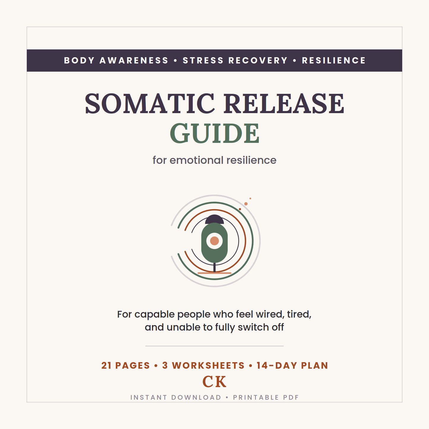 Cover of the Somatic Release Guide, a body-based stress practice guide
