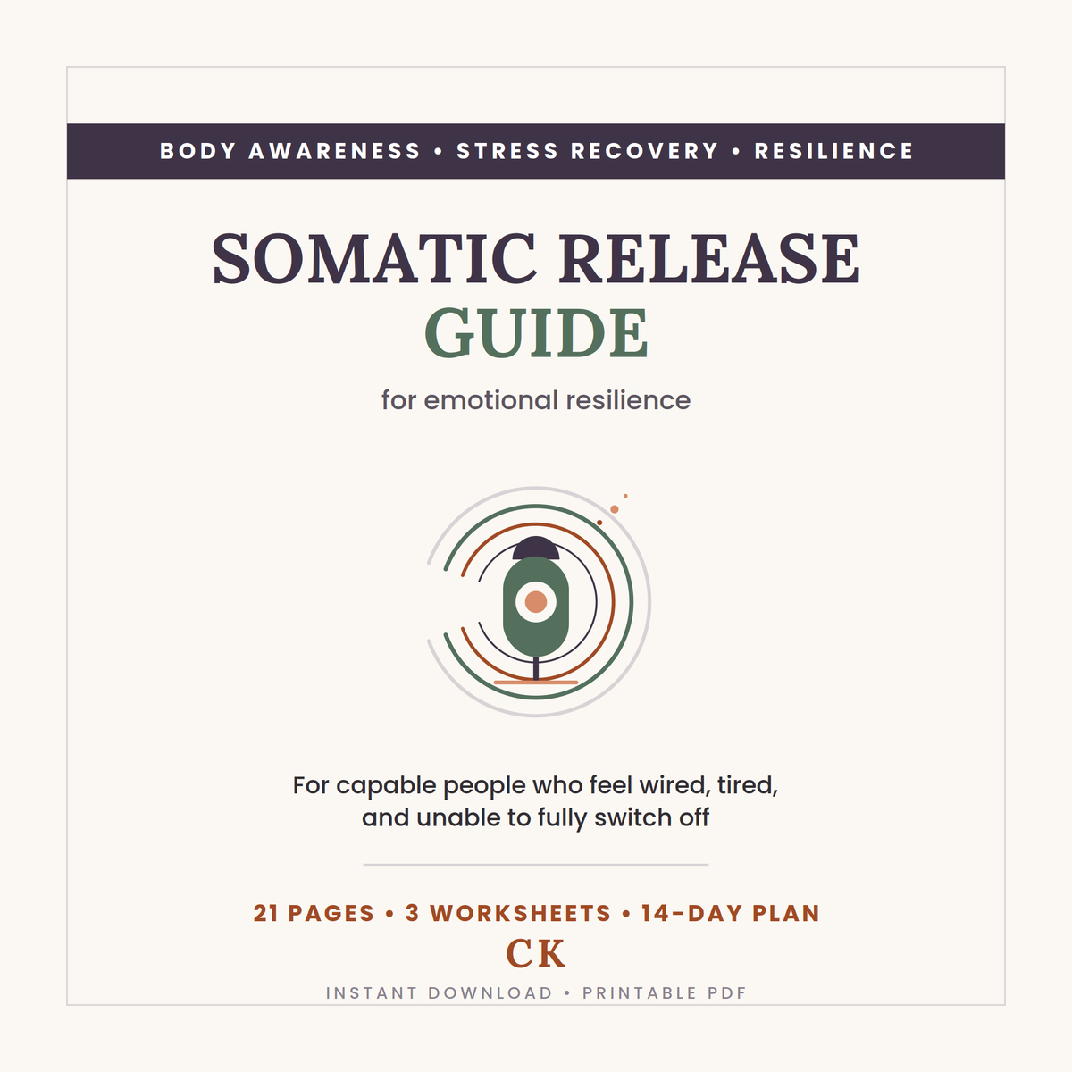 Cover of the Somatic Release Guide, a body-based stress practice guide